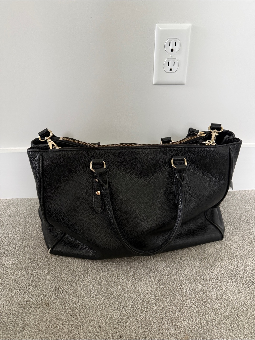 kate spade Black Pebbled Leather Satchel with Gold Hardware - Picture 3 of 6